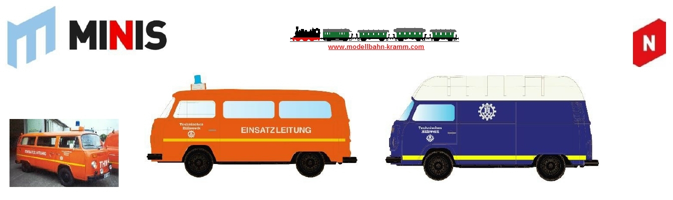 Lemke MiNis N-Spur, 2er Set VW Bus T2 THW-Fluthilfe - limitiert!