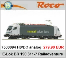 Roco 7500094 H0 DC analog E-Lok 190 311-7 Taurus, Railadventure, Ep.VI